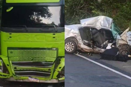 Batida entre carro e caminhão deixa três mortos na BR-110, na Bahia