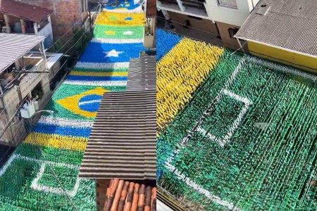 Decoração de rua para Copa impressiona moradores e viraliza nas redes em Salvador