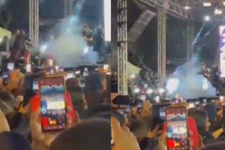 Desabamento de estrutura assusta público durante show de Amado Batista em São João na Bahia