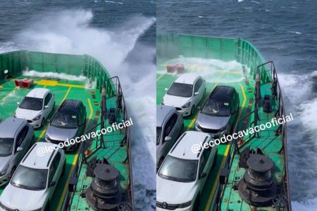 Vídeo mostra ferry-boat sob forte agitação marítima na Baía de Todos-os-Santos e assusta internautas