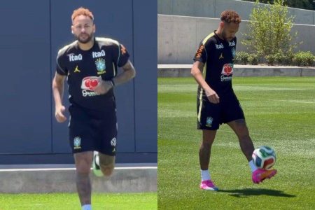 Recuperado? Neymar aparece treinando em campo pela primeira vez com a Seleção Brasileira