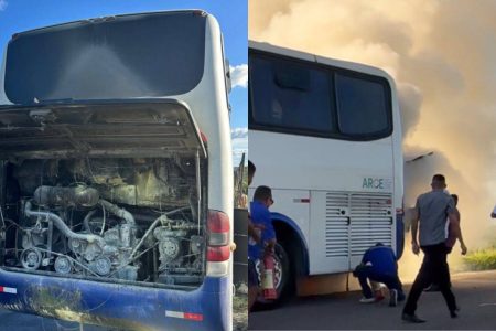 Ônibus com torcedores do Fortaleza é destruído por incêndio durante viagem para Salvador