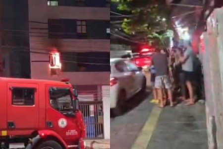 Apartamento pega fogo e prédio é evacuado no Costa Azul, em Salvador