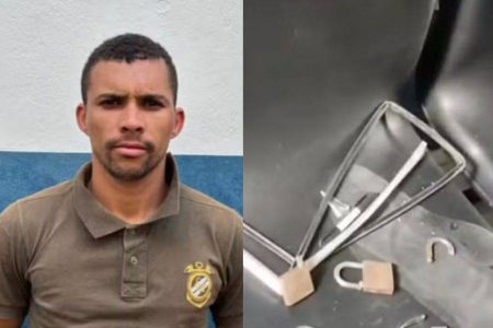 Preso por furto quebra cinco cadeados, foge de delegacia na Bahia e se entrega um dia depois
