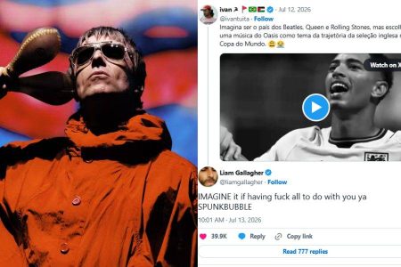 Vocalista do Oasis rebate brasileiro com xingamento após crítica à música da Inglaterra na Copa
