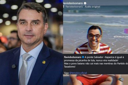 Flávio Bolsonaro compartilha vídeo de Tenóbio com críticas à Ponte Salvador-Itaparica