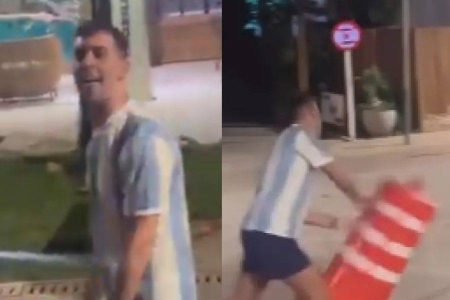 Torcedor argentino perde o controle em Praia do Forte após derrota na Copa e cena viraliza