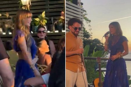 Claudia Leitte aparece de surpresa e canta em restaurante de Salvador