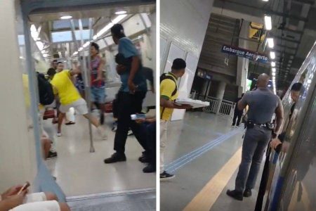 Briga é registrada dentro de trem do metrô de Salvador após eliminação do Brasil