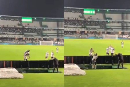 Zagueiro do Coritiba despenca em túnel durante comemoração de gol anulado pelo VAR