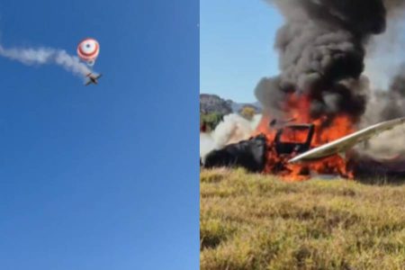 Pane provoca incêndio e queda de avião de pequeno porte em área de mata em MG