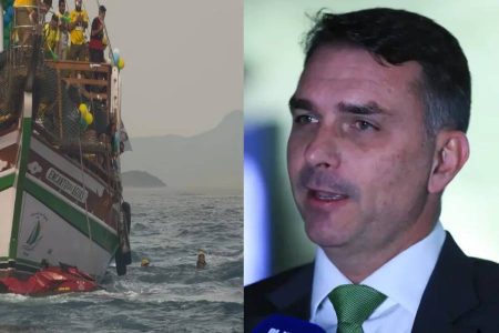 Barco bate em jet ski dos Bombeiros durante ato de campanha de Flávio Bolsonaro em Angra