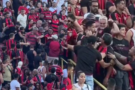 Discussão entre torcedores do Vitória termina em soco no Barradão durante o Ba-Vi