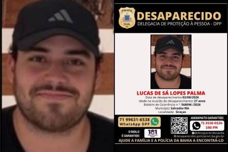 Jovem desaparece em Salvador e família pede ajuda para localizá-lo