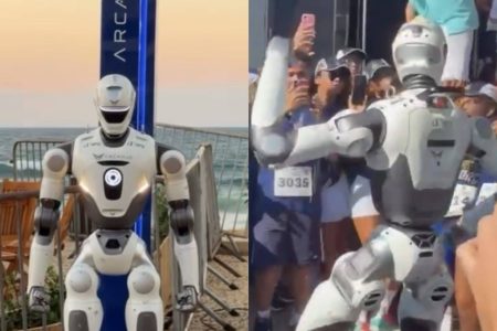 Robô criado para reforçar a segurança pública rouba a cena dançando em corrida em Salvador