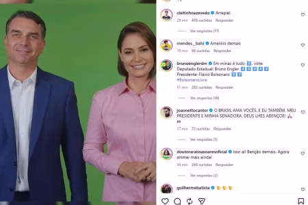 Eleições 2026: Michelle mostra bastidores de gravação com Flávio Bolsonaro para campanha presidencial