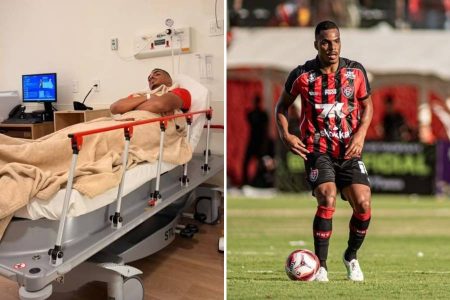 Volante do Vitória recebe alta após sofrer concussão na derrota para o Cruzeiro