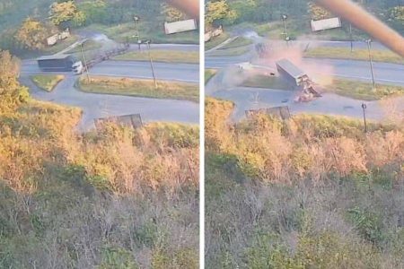Carreta fica destruída após colisão com caminhão-baú na BR-101, na Bahia