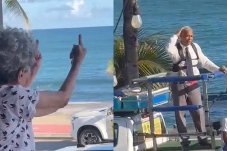 Produtora faz gesto obsceno contra Pastor Isidório durante ato no Rio Vermelho