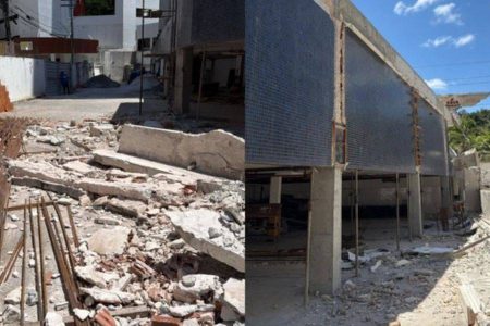 Trabalhador fica ferido após marquise desabar em prédio no Caminho das Árvores