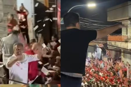 Lula e Elmano são alvos de protesto com “chuva” de dinheiro falso durante visita ao Ceará
