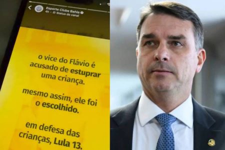 Post do Bahia no WhatsApp ataca Flávio Bolsonaro e apoia Lula, afirma influenciador