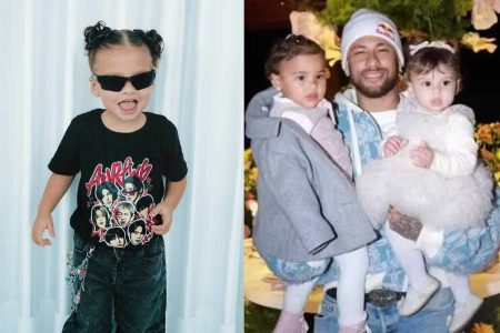 Neymar curte show do BTS em São Paulo ao lado das filhas Mavie e Helena