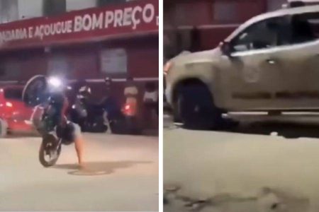 Viatura da PM derruba motocicleta e ação policial viraliza na web