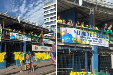 Em ato pró-Flávio Bolsonaro, manifestantes fazem homenagem a Netinho na Barra