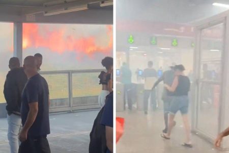 Incêndio em vegetação provoca correria e assusta passageiros em estação de metrô de Salvador