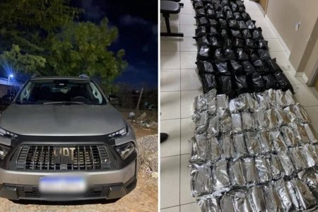 Homem é flagrado com 90 kg de maconha em Fiat Toro na BR-116