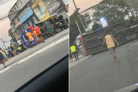 Micro-ônibus que transportava pacientes tomba após acidente em Salvador e deixa nove feridos